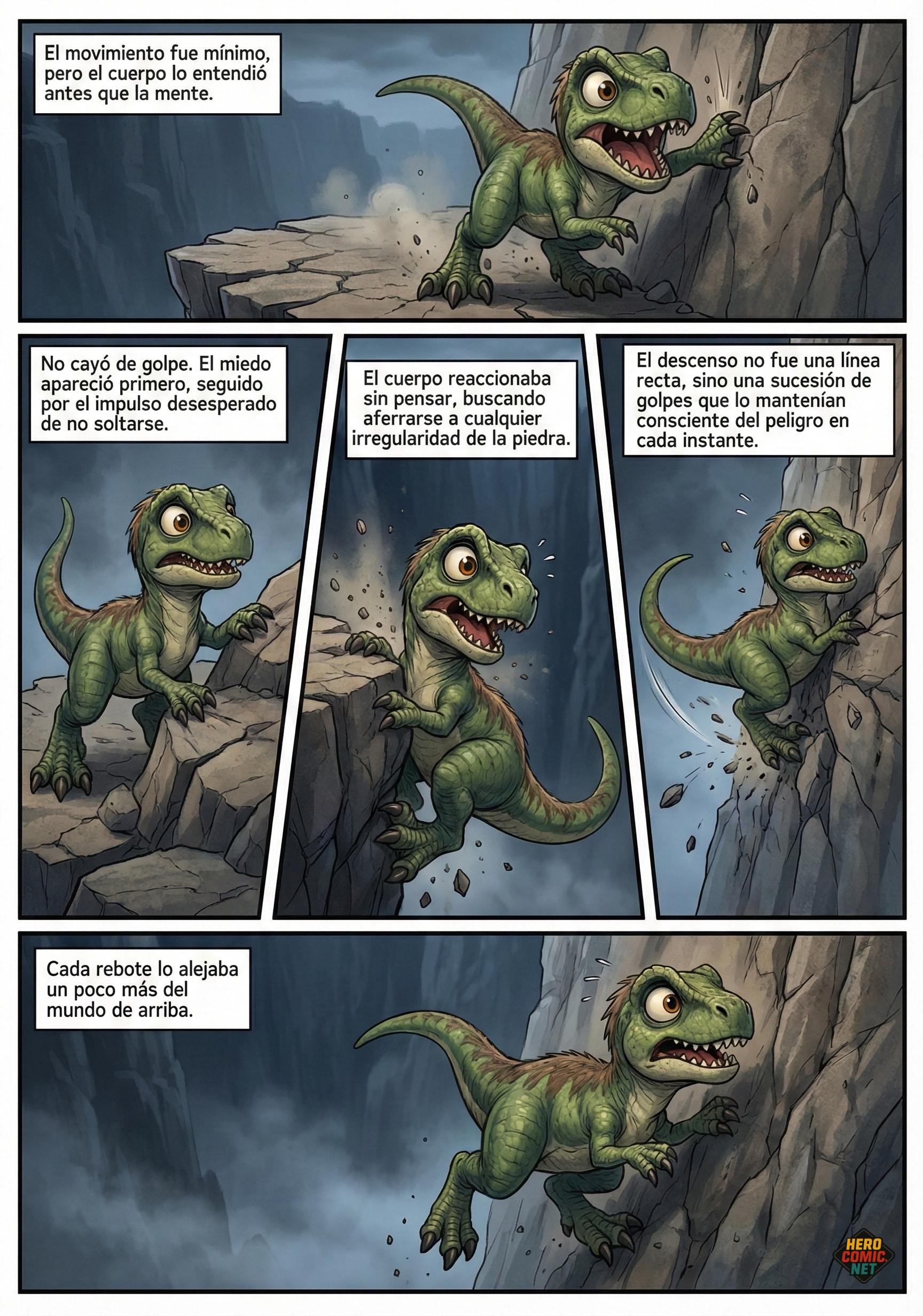 La caída - Nano desciende por el acantilado